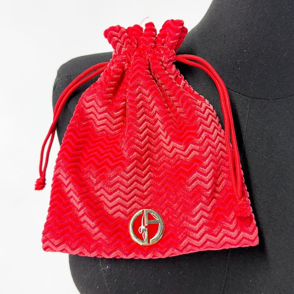 GIORGIO ARMANI RED VELOUR MAKEUP POUCH
